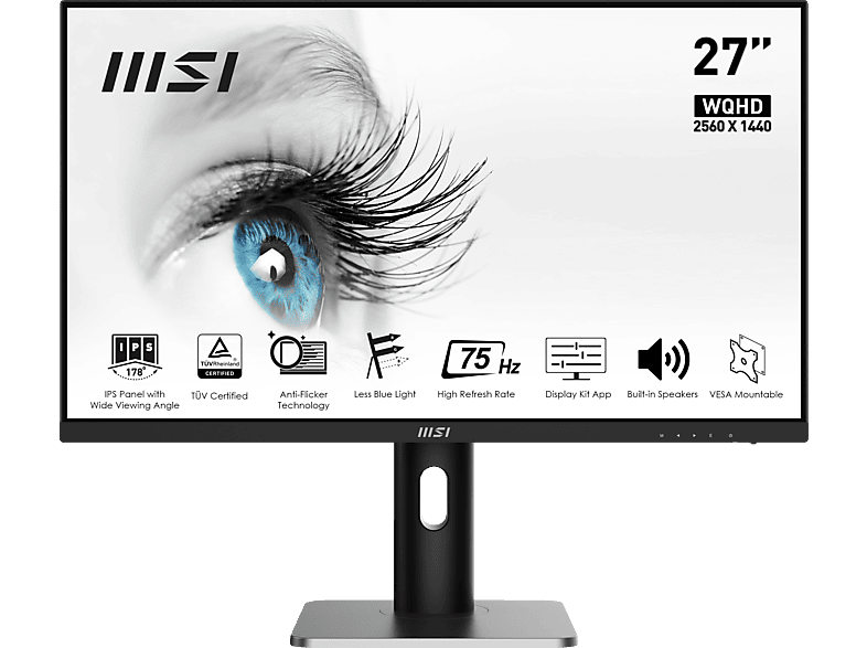 MSI PRO MP273QPDE 27 Zoll WQHD Monitor (1 ms Reaktionszeit, 75 Hz) von MSI