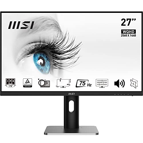 MSI PRO MP273QPDE 69cm (27 Zoll) IPS LED Monitor (16:9, WQHD (2560x1440), 75 Hz, HDMI, DisplayPort, Verstellbar, Anti-Glare Display, Weniger Blaulicht, Rahmenlos) von MSI