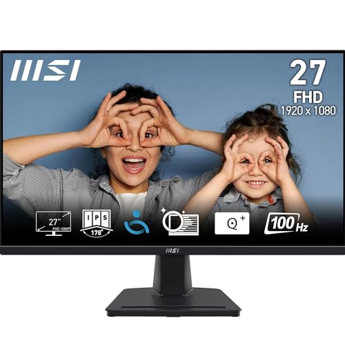 MSI PRO MP275 27 Zoll Full HD Office Monitor - 1920 x 1080 IPS-Panel, 100 Hz, augenschonender Bildschirm, integrierte Lautsprecher, neigbar - HDMI 1.4b, D-Sub (VGA) von MSI