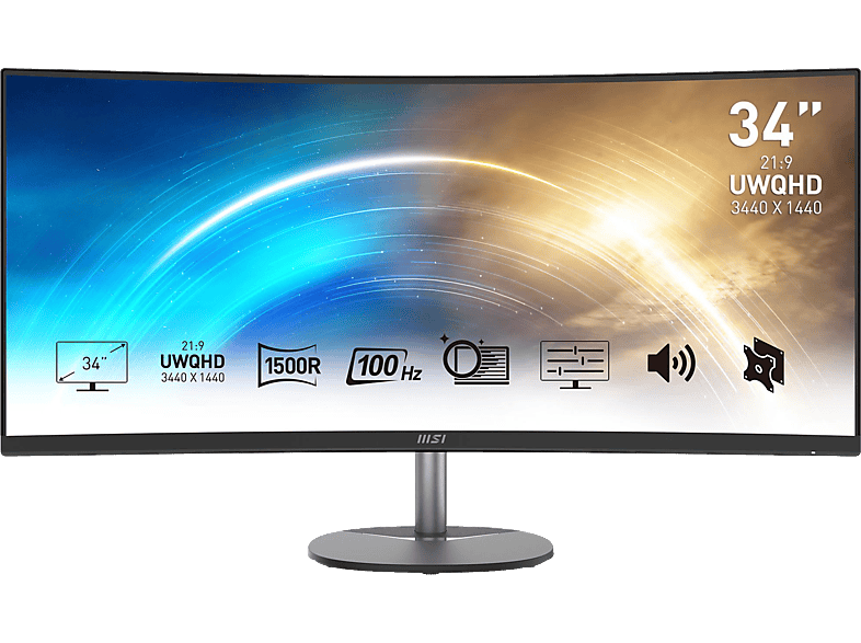 MSI PRO MP341CQDE 34 Zoll UWQHD Gaming Monitor (1 ms Reaktionszeit, 100 Hz) von MSI
