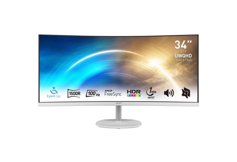 MSI PRO MP341CQW Curved-Gaming-LED-Monitor (86,4 cm/34 ", 3440 x 1440 px, UWQHD, 1 ms Reaktionszeit, 100 Hz, VA LED, 3 Jahre Herstellergarantie) von MSI
