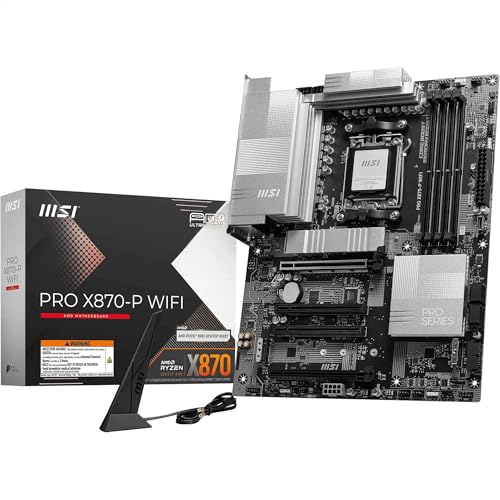 MSI PRO X870-P WiFi Mainboard, ATX - Unterstützt AMD Ryzen 9000/8000/7000 Prozessoren, AM5-60A SPS VR M, DDR5 Memory Boost (8200+ MT/s OC), PCIe 5.0 x16 & 4.0 x16, M.2 Gen5, Wi-Fi 7, 5G LAN von MSI