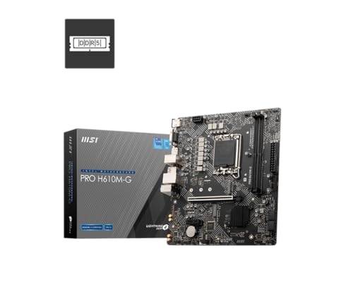 MSI Pro H610M-G ProSeries Motherboard (unterstützt Intel Prozessoren der 14. / 13. / 12. Generation, LGA 1700, DDR5, PCIe 4, 1 Gbit/s LAN, M.2, SATA 6G, USB 3.2 Gen1, mATX) von MSI