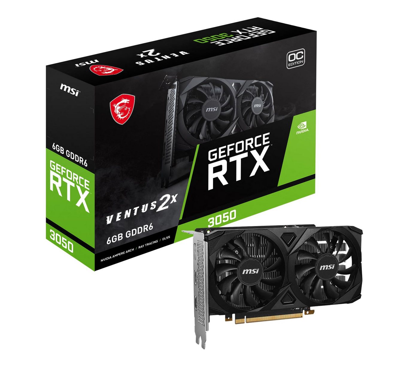 MSI RTX 3050 6GB MSI VENTUS 2x OC GDDR6 Grafikkarte MSI RTX 3050 6GB MSI VENTUS 2x OC GDDR6 Grafikkarte von MSI