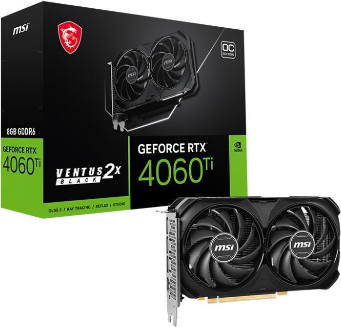 MSI RTX4060 TI Ventus 2X Black OC 8GB GDDR6 HDMI 3xDP (V515-017R) von MSI