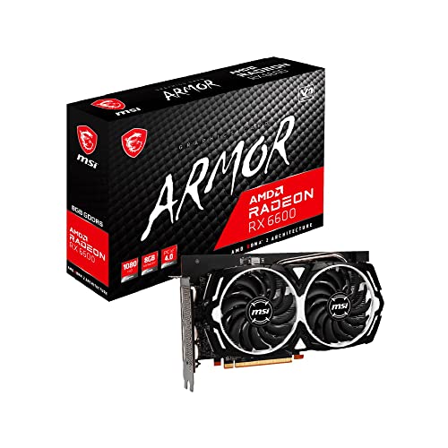 MSI Radeon RX 6600 ARMOR 8G V1 Gaming Grafikkarte - AMD RX 6600, GPU 2044/2491 MHz, 8000MB DDR6 Speicher von MSI