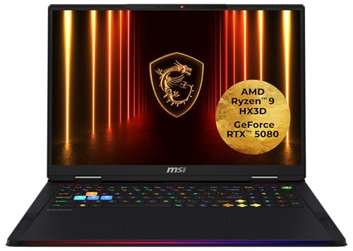 MSI Raider A18 HX Gaming-Laptop, 18" UHD+ Mini-LED 120 Hz Display, AMD Ryzen 9 9955HX3D, NVIDIA GeForce RTX 5080, 64 GB DDR5, 2 TB SSD, Windows 11 Home, QWERTZ Tastatur, A9WIG-080 MSI Raider A18 HX Gaming-Laptop, 18" UHD+ Mini-LED 120 Hz Display, AMD Ryzen 9 9955HX3D, NVIDIA GeForce RTX 5080, 64 GB DDR5, 2 TB SSD, Windows 11 Home, QWERTZ Tastatur, A9WIG-080 von MSI