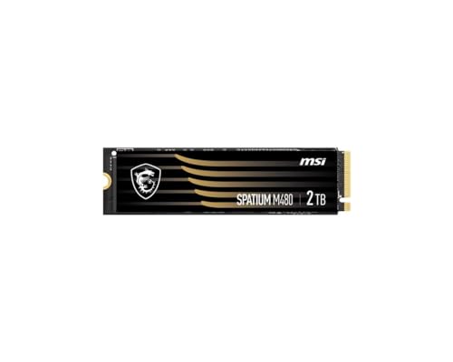 MSI SPATIUM M480 SSD 2TB - PCIe 4.0 NVMe M.2 Internal Solid State-Laufwerk, 7000MB/s Lesen & 6800MB/s Schreiben, 3D NAND, Integrierte Datensicherheit, MSI Center - 5 Jahre Garantie (1400 TBW) von MSI