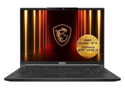 MSI Stealth A16 AI+ Gaming-Laptop, 16" QHD+ 240 Hz OLED Display, AMD Ryzen™ AI 9 HX 370, NVIDIA GeForce RTX 5070 Ti, 32 GB LPDDR5X, 2 TB SSD, Windows 11 Home, QWERTZ Tastatur, A3XWHG-044 von MSI