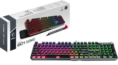 MSI VIGOR GK71 SONIC US LAYOUT Gaming Tastatur QWERTY (kabelgebunden, MSI SONIC RED Switch, schwarz, RGB pro Taste) von MSI