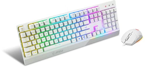 MSI Vigor GK30 Combo weiße Gaming-Tastatur (UK-Layout) + Gaming-Maus-Bundle - Mech-Membran-Schalter, 6-Zonen-RGB-Beleuchtungstastatur, Dual-Zonen-RGB-Beleuchtungsmaus, optischer Sensor, symmetrisch von MSI