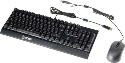 MSI Vigor GK30 Gaming-Tastatur (DE-Layout) QWERTZ - Mechanische Membran-Switches, wasserfest, RGB Mystic Light, Beleuchtungs- & Media-Hotkeys, rutschfeste Game Base, vergoldeter USB 2.0 - Full-Size von MSI