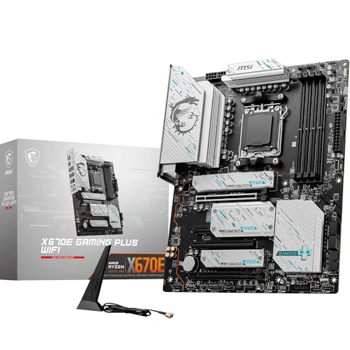 MSI X670E Gaming Plus WiFi Mainboard, ATX - Unterstützt AMD Ryzen 7000 Prozessoren, AM5-14 Duet Rail 80A SPS, DDR5 7800 MHz/OC, PCIe 5.0 x16, M.2 Gen5, 2.5G LAN, Wi-Fi 6E von MSI