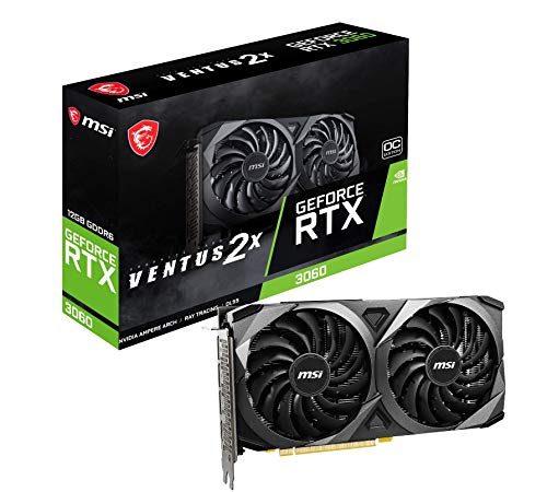 MSI GeForce RTX 3060 VENTUS 2X 12G OC, Gaming Grafikkarte - NVIDIA RTX 3060, 12GB GDDR6 Speicher, 192-bit, 15 Gbps von MSI