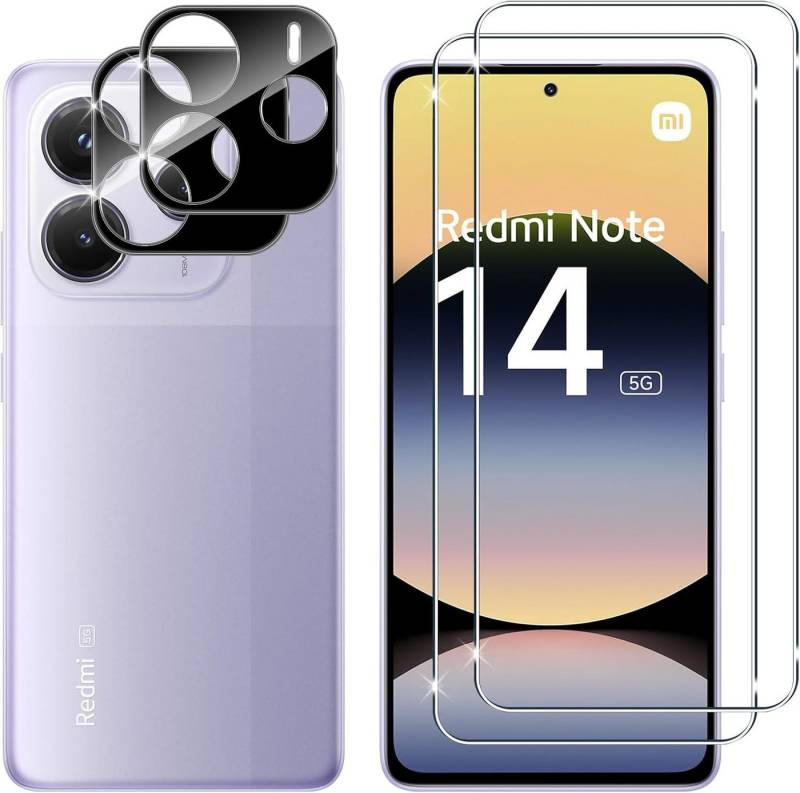 MSM Displayschutzglas 2X Schutzglas (Display + Kamera) für Xiaomi Redmi Note 14 5G 9H von MSM