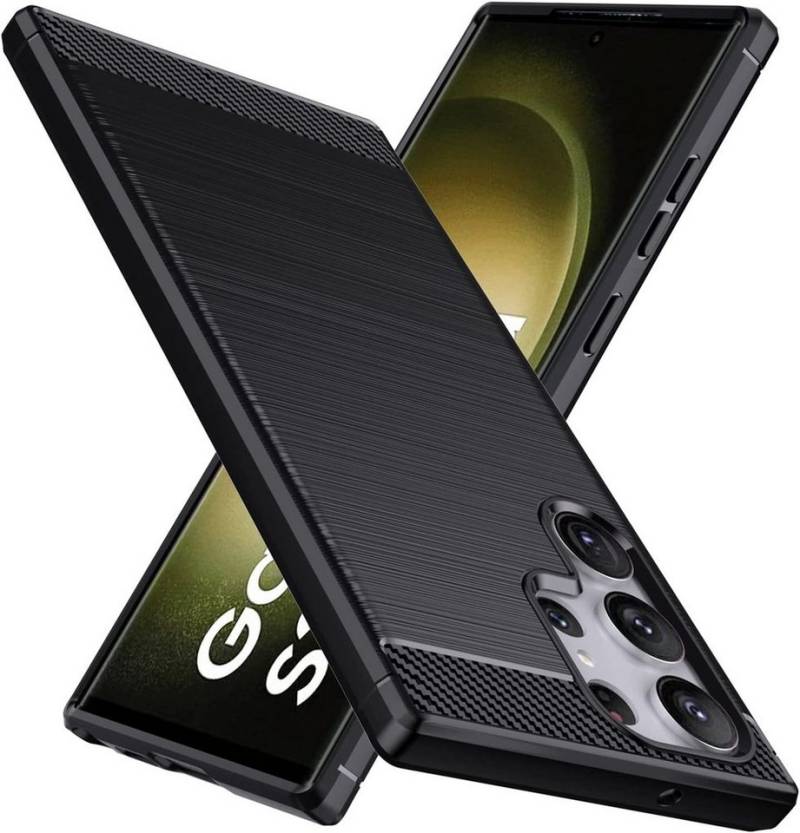 MSM Handyhülle Hülle für Samsung Galaxy / S23 / Plus / Ultra 5G Schwarz Carbon Optik von MSM