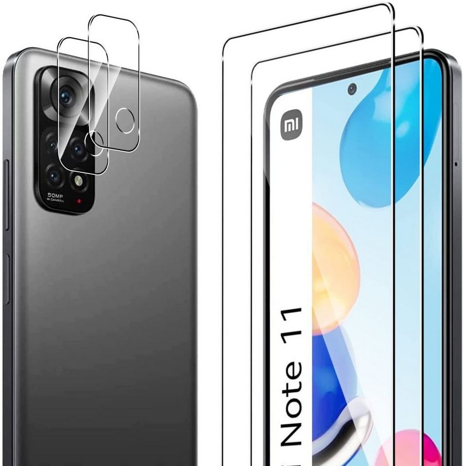 MSM Schutzfolie 2X Schutzglas (Display + Kamera) für Xiaomi Redmi Note 11 Full Panzerfolie 9H von MSM