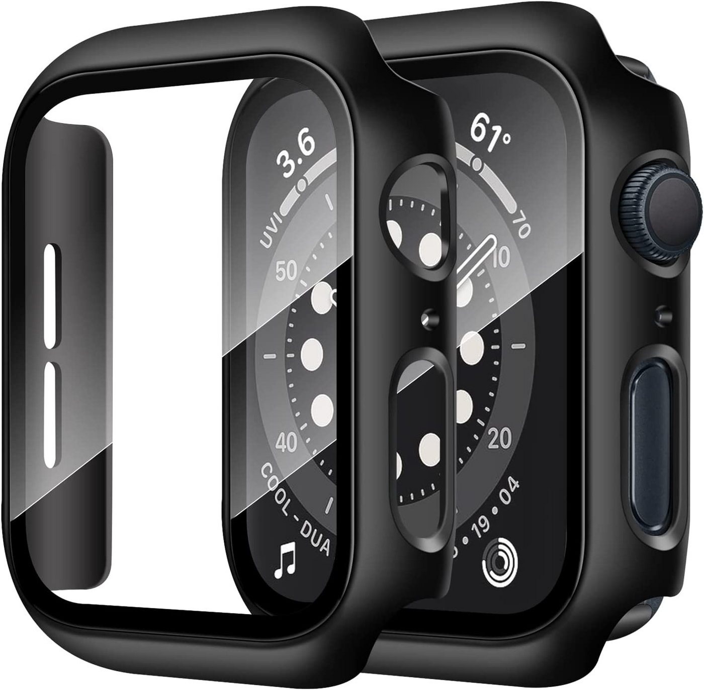 MSM Smartwatch-Hülle Hülle für Apple Watch Series 8 Case 41mm 45mm Display Schutzglas 9H von MSM
