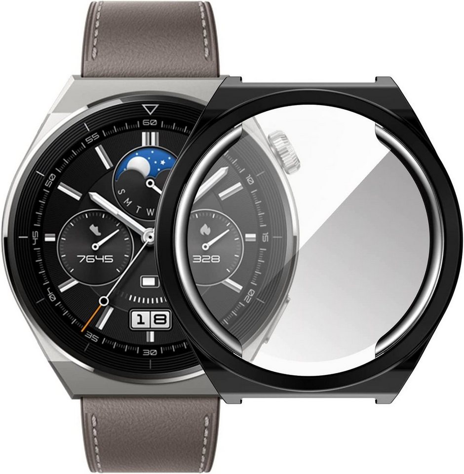 MSM Smartwatch-Hülle Hülle für Huawei Watch GT3 Pro 46mm Schutzhülle Schutzglas Display Panzerfolie 9H Case von MSM
