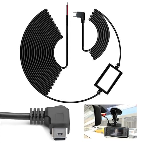 3 m langes USB-A-Stecker auf Mini-B-USB-Kabel, 90 Grad, rechtwinklig, Datensynchronisations- und Ladekabel mit 5 Kabel-Clips für Nextbase Dashcam, Auto, GPS, Navigator, DVR, Digitalkamera (3 m) von MSMXCS