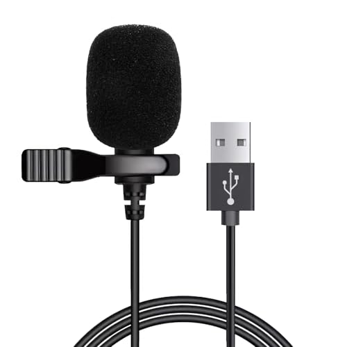 USB-Lavalier-Mikrofon, 2 m, USB-Mikrofon, Plug & Play, omnidirektionales Ansteckmikrofon für PC, Computer, Mac, Laptop, YouTube, Skype, Aufnahme, Podcasting, Gaming von MSMXCS