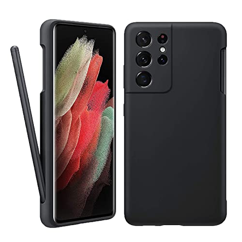 MSOTES Schutzhülle für Galaxy S21 Ultra mit S-Stifthalter, Flüssigsilikon, weiche Handyhülle mit Eingabestift, stoßfest, Schutzhülle für Samsung Galaxy S21 Ultra 5G 6.8 Zoll von MSOTES