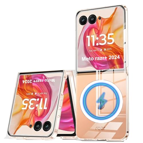 MSOTES Schutzhülle für Motorola Razr Plus 2025/2024, Moto Razr+ 2025, kompatibel mit MagSafe, integrierter Magnetring und Metallverschluss [verhindert, dass die Hülle aus dem Telefon rutscht], weicher von MSOTES