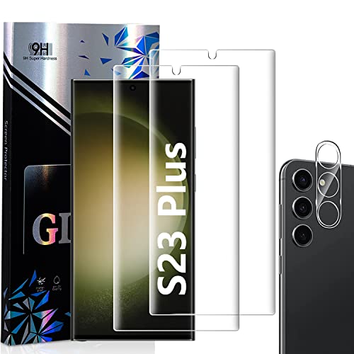 für Samsung Galaxy S23 Plus Schutzfolie-Panzerglas [2+1 Pack] [Kameraschutzfolie], [9H Härte] [3D transparentes HD-Glas] Full Coverage Fingerabdruck entsperren Displayschutzfolie für S23+ von MSTJRY