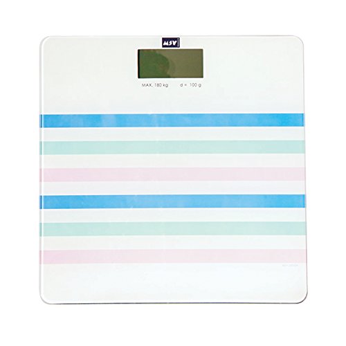 MSV Digitale Personenwaage Körperwaage Waage Gewichtswaage aus Sicherheitsglas, Slim Design,"Seauville Pastell" von MSV
