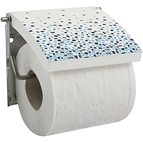 MSV Toilettenpapierhalter aus MDF, mit Rollen, Blau, 13 x 15 x 11,5 cm von MSV