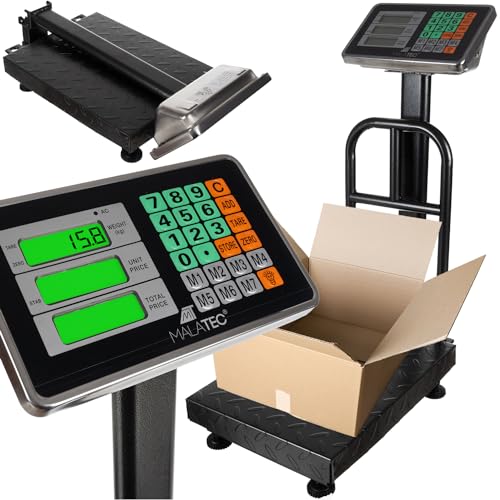 Digitale Plattformwaage Klappbar 150 kg/ 50 g LED Display Regulierbar Akku/Netzbetrieb Tarafunktion Industriewaage 23537 von MT MALATEC