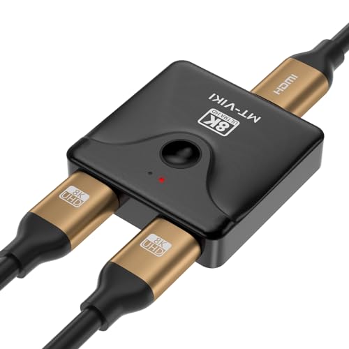 MT-VIKI 1 in 2 Out HDMI 2.1 Switch 8K60Hz 4K144/120Hz HDMI Switcher 2 In 1 Out Kompatibel mit Laptops, PC, Xbox Serie, PS5/PS4, Projektor, Beamer HDCP 2.1 von MT-VIKI