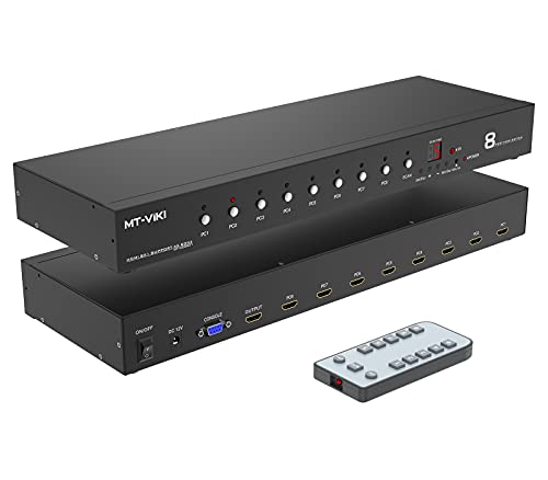 MT-VIKI 4K60Hz 8 Port HDMI Switch 8 in 1 Out mit IR-Fernbedienung Auto Scan 1U Rackmount HDR HDCP2.2 RS-232 4:4:4 von MT-VIKI