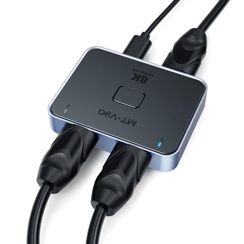 MT-VIKI 8K@60Hz DP 2.0 Switch 2 in 1 Out Displayport Splitter 1 in 2 Out Displayport Umschalter mit einem Stromanschluss unterstützt 3D EDID für PC Laptop Projektor Monitor Xbox PS5/4/3 von MT-VIKI