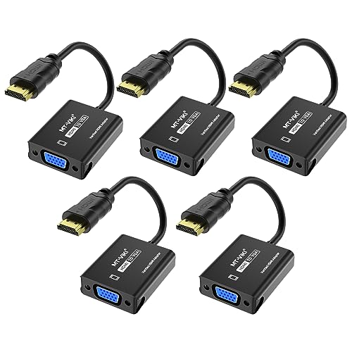 MT-VIKI HDMI auf VGA Adapter, HDMI zu VGA Adapter 1080P Kompatibel mit Computer Desktop Laptop PC Monitor Projektor HDTV Chromebook Roku Xbox und mehr 5 Stücke von MT-VIKI