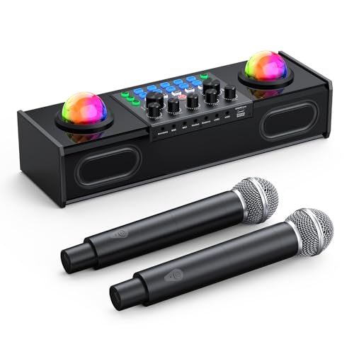 MT-VIKI LED Karaoke Maschine mit 2 kabellose Mikrofones Gaming Audio Mixer für Live-Streaming/Gaming/Podcasting - perfekt für Streamer, Gamer, Musiker MT-VIKI LED Karaoke Maschine mit 2 kabellose Mikrofones Gaming Audio Mixer für Live-Streaming/Gaming/Podcasting - perfekt für Streamer, Gamer, Musiker von MT-VIKI