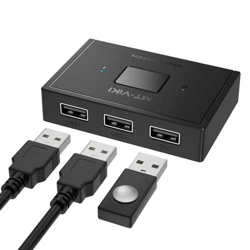 MT-VIKI USB 2.0 Switch 2 in 1 out Bi-Direktional 1 in 2 out USB Switch 2 PC für Tastatur Maus Drucker Scanner USB Sticks kein Kabel von MT-VIKI