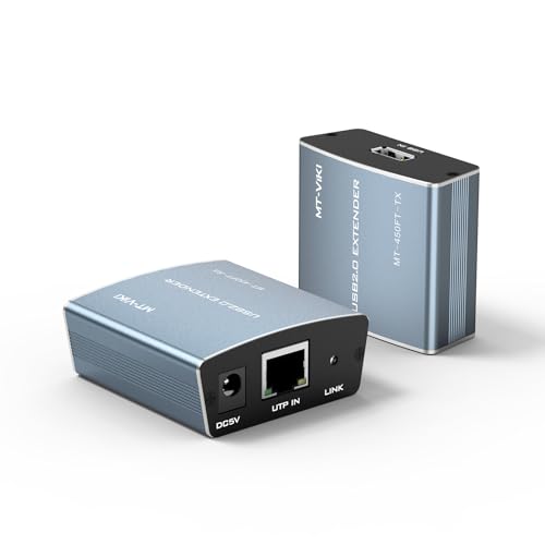 MT-VIKI USB Extender RJ45 Ethernet 100m USB über RJ45 Ethernet Cat6/Cat5/Cat5e Verlängerung Sender und Empfänger LAN-Erweiterung 480mbps Silver von MT-VIKI