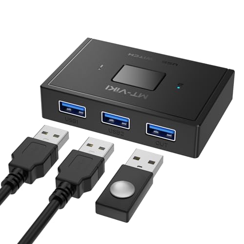 MT-Viki USB 3.0 Switch 2 in 1 Out Bi-Direktional 1 in 2 Out USB Switch 2 PC für Tastatur Maus Drucker Scanner Sticks kein Kabel von MT-VIKI