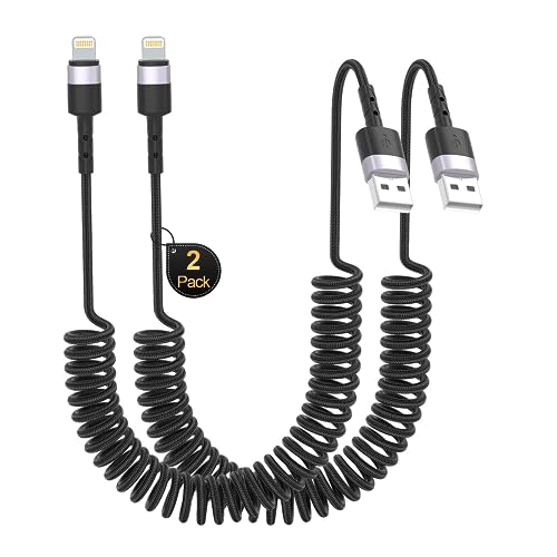 Coiled Lightning Kabel, 2 Pack 4FT USB-A auf iPhone Ladekabel (MFi zertifiziert) Lightning Kabel für iPhone 14/13/12/11 Pro Max/XS MAX/XR/XS/X/8/7/Plus/6S/ iPad/iPod von MTAKYA