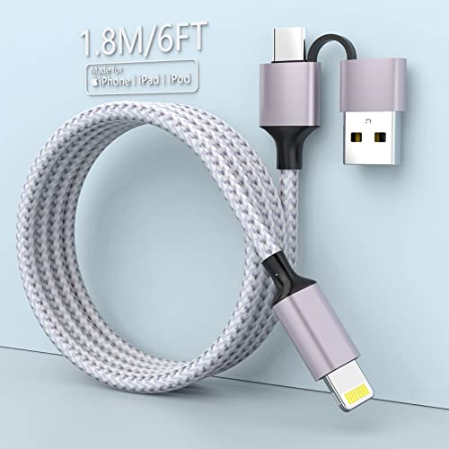2 IN 1 USB C zu Lightning Kabel [Apple MFi Certified] 1.8M iPhone Schnellladekabel, Apple usb c Kabel USB-C Power Delivery Ladekabel für iPhone 13/12 Pro Max/11/ Mini/X/Xs/Xr/8/7/6/5S/5E von MTAKYI