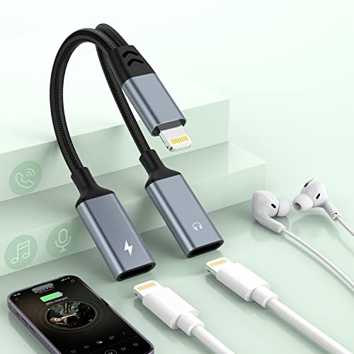 2-in-1 iPhone auf Dual-Lightning-Audio-Klinkenstecker, Kopfhörer- und Ladekabel, Netzteiler, Kopfhörer-Konverter-Adapter, unterstützt Musik + Aufladen + HiFi + Mikrofon für iPhone 14 Pro/14 13 12 2-in-1 iPhone auf Dual-Lightning-Audio-Klinkenstecker, Kopfhörer- und Ladekabel, Netzteiler, Kopfhörer-Konverter-Adapter, unterstützt Musik + Aufladen + HiFi + Mikrofon für iPhone 14 Pro/14 13 12 von MTAKYI
