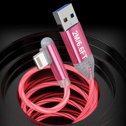 LED Flow iPhone Charging Cable, Pink Shiny USB Charger [MFi Certified], Dark Glow USB Car Cable, LED Charger for Apple iPhone 14 13 12 11 Pro Max XR X XS 8 7 Pad/Pod More von MTAKYI