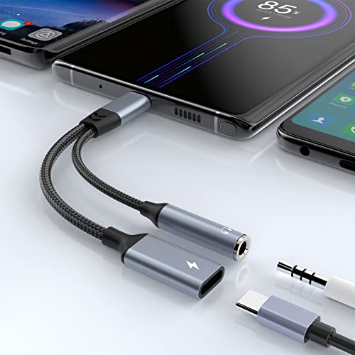 USB C Headphone Adapter and Charging,2 in 1 Adapter Type C to Jack Supports 60W Fast Charging,USB C 3.5 mm Jack Adapter Aux for Samsung Galaxy A53 A33 S22 S21 S20+ FE Ultra,Huawei P40/Mate 40/30,Pixel von MTAKYI