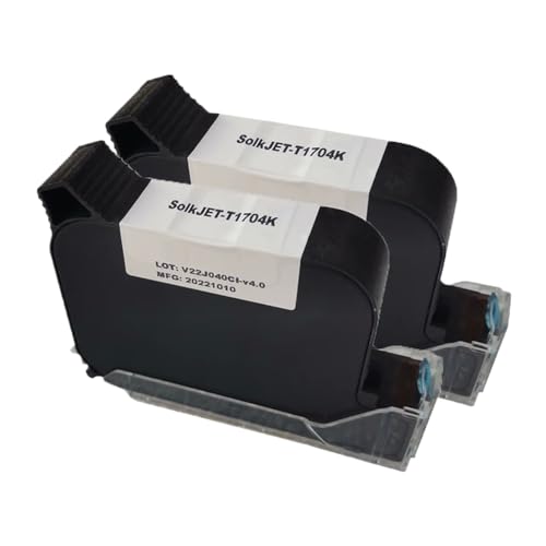 MTGUIWF DCODE 1704K 12,7 mm TIJ Online-Handheld-Tintenstrahldrucker-kompatible Tintenpatrone, schnell trocknende, wasserfeste, lösungsmittelhaltige Schwarze Tinte(2PCS) von MTGUIWF