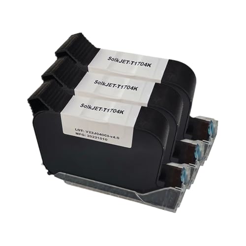 MTGUIWF DCODE 1704K 12,7 mm TIJ Online-Handheld-Tintenstrahldrucker-kompatible Tintenpatrone, schnell trocknende, wasserfeste, lösungsmittelhaltige Schwarze Tinte(3PCS) von MTGUIWF
