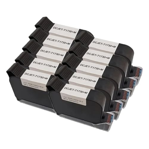 MTGUIWF DCODE 1730M 12,7 mm TIJ Online-Handheld-Tintenstrahldrucker-kompatible Tintenpatrone, schnell trocknende, wasserfeste, lösungsmittelhaltige Schwarze Tinte(10PCS) von MTGUIWF