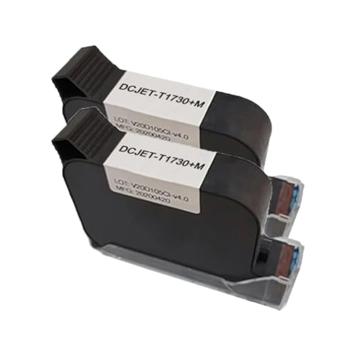 MTGUIWF DCODE 1730M 12,7 mm TIJ Online-Handheld-Tintenstrahldrucker-kompatible Tintenpatrone, schnell trocknende, wasserfeste, lösungsmittelhaltige Schwarze Tinte(2PCS) von MTGUIWF