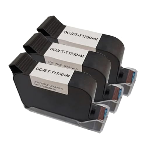 MTGUIWF DCODE 1730M 12,7 mm TIJ Online-Handheld-Tintenstrahldrucker-kompatible Tintenpatrone, schnell trocknende, wasserfeste, lösungsmittelhaltige Schwarze Tinte(3PCS) von MTGUIWF