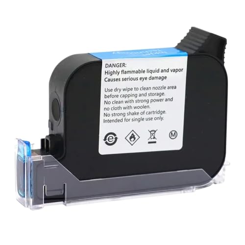 MTGUIWF JS12 Tintenpatrone, kompatibler Ersatz Kompatibel mit Handheld-Thermal-Tintenstrahldrucker, schnell trocknende Eco-Solvent-Tinte, 600 DPI, 12,7 mm, 1 Stück(1 Black Cartridges) von MTGUIWF